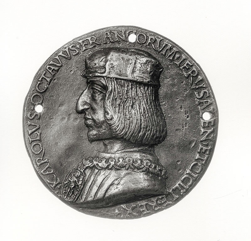 Bullaty Lomeo Photographers — Spinelli Niccolò (attr.) - sec. XV - Medaglia con il ritratto di Carlo VIII re di Francia — insieme